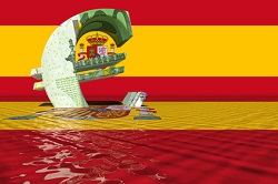 Spanische Flagge mit Eurozeichen