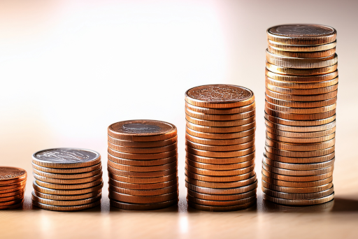 Wie entwickelt sich der effektive Jahreszins? Mehrere Münzstapel nebeneinander