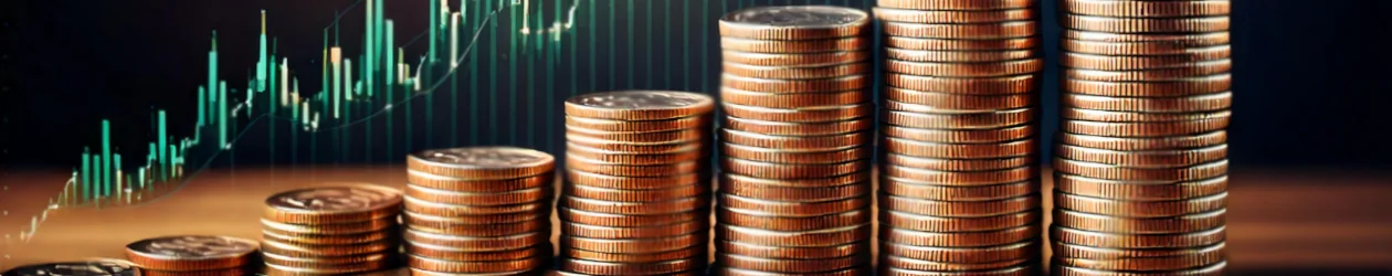 Nominalzins, Sollzins, Effektivzins: Das müssen Sie wissen Mehrere Münzstapel, die von links nach rechts immer höher werden